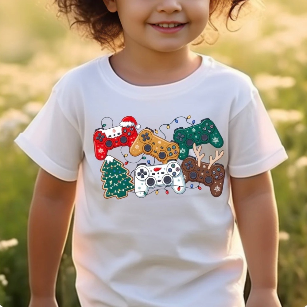 Christmas Gamer Girl Boy T-shirt White tee  Boy or Girl 2 3 4 5 6 7 8 10 S-XL